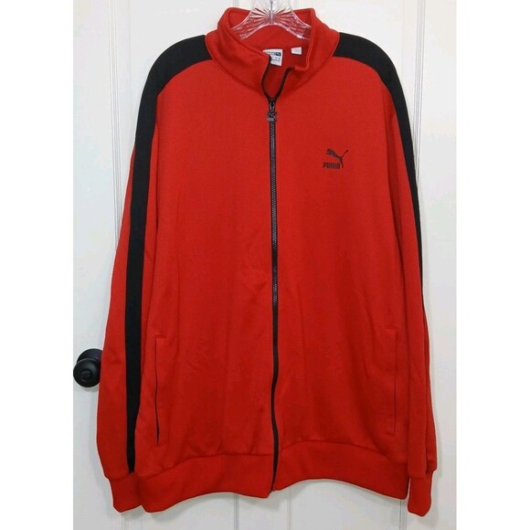 Men's Puma Red Black Full Zip Track Jacket Size 3XL Fall Spring Everyday Comfort - Picture 2 of 16
